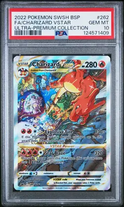 2022 POKEMON SWSH ULTRA-PREMIUM COLLECTION #262 FULL ART/CHARIZARD VSTAR PSA 10 - Image 1