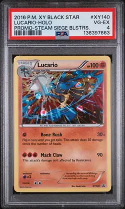 2016 POKEMON XY BLACK STAR PROMO STEAM SIEGE BLISTERS #XY140 LUCARIO-HOLO PSA 4 - Image 1