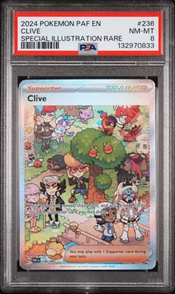 2024 POKEMON PAF EN-PALDEAN FATES SPECIAL ILLUSTRATION RARE #236 CLIVE PSA 8 - Image 1