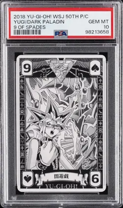 2018 YU-GI-OH! WEEKLY SHONEN JUMP 9 OF SPADES DARK PALADIN/YAMI YUGI PSA 10 - Image 1