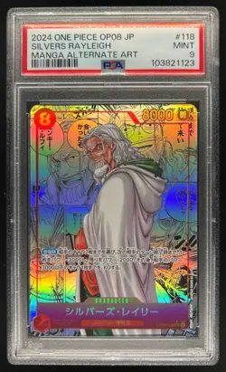 2024 One Piece Japanese Silvers Rayleigh Manga Alternate Art #OP08-118 PSA 9 - Image 1
