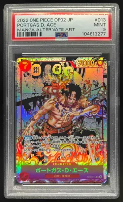 2022 One Piece Japanese Portgas D. Ace Manga Alternate Art #OP02-013 PSA 9 MINT - Image 1