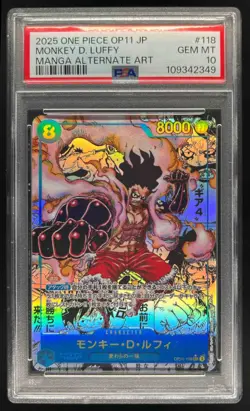 2025 One PIece Japanese Monkey D. Luffy Manga Alternate Art #OP11-118 PSA 10 - Image 1