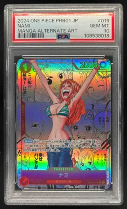 202 One Piece Japanese Nami Manga Alternate Art Rare #OP01-016 PSA 10 GEM MINT - Image 1