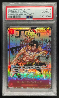 2022 One Piece Japanese Portgas D. Ace Manga Alternate Art #OP02-013 PSA 10 - Image 1