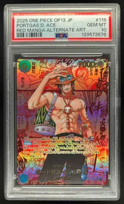 2025 One Piece Japanese Portgas D. Ace Red Manga Alternate Art #OP13-119 PSA 10 - Image 1