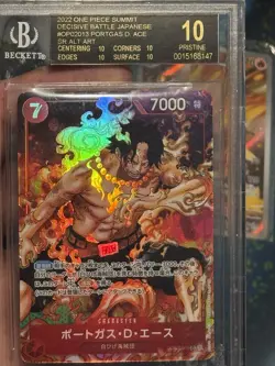 One Piece CCG Portgas.D.Ace Paramount War SR OP02 13 BGS 10 BLACK LABEL JAPANESE - Image 1