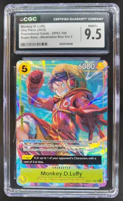 2025 One Piece CCG Monkey D. Luffy Super Rare Illustration Box CGC 9.5 TL3 - Image 1