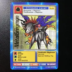 1999 MetalGreymon Bo-80 Series 2 Booster Digimon Card NM Battle Bandai Gold Text - Image 1
