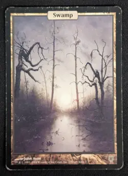 MTG Swamp- DAMAGED -Unhinged Magic the Gathering Card # 138 - Image 1
