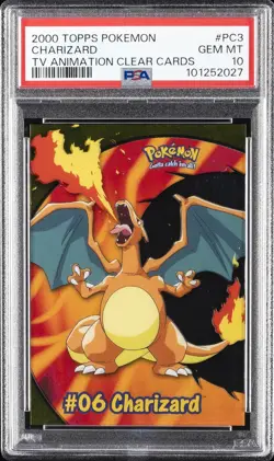 2000 TOPPS POKEMON TV ANIMATION CLEAR CARDS #PC3 CHARIZARD PSA 10 - Image 1