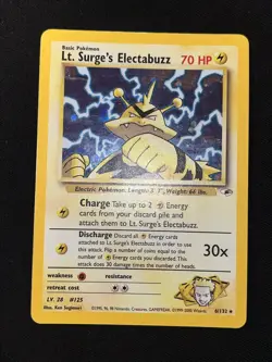Lt. Surge’s Electabuzz Holo 6/132 Gym Heroes WOTC Pokemon Card LP - Image 2
