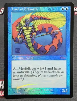MTG FOIL Lord of Atlantis - DAMAGED - JSS Promo Magic the Gathering Card - Image 1