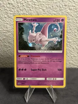 Mewtwo SM77 Black Star Promo 2017 Cosmos Holo *DOUBLE SWIRL* Pokemon Card TCG - Image 1