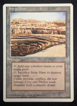 MTG Strip Mine- DAMAGED -4th Edition Magic the Gathering Card # 363 - Image 1