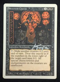 MTG Sorceress Queen- Signed Kaja Foglio -3rd Edition Magic Card # 131 - Image 1