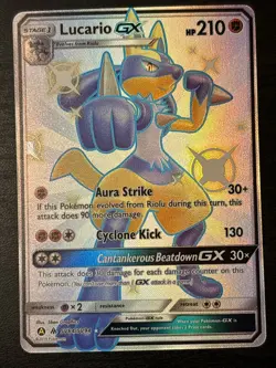 Lucario GX Hidden Fates Shiny Vault Holo Rare Card SV64/SV94 Full Art Shiny Nm - Image 1