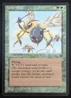 MTG Killer Bees- Signed Phil Foglio -Legends Magic the Gathering Card # 192 - Image 1