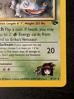 Erika's Venusaur Gym Challenge Pokemon TCG Holo Rare Card 4/132 Wotc Holo Nm - Image 4