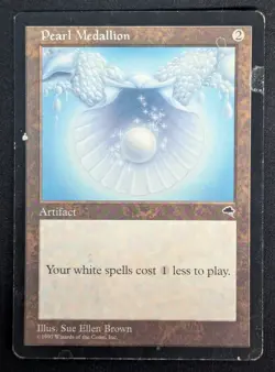 MTG Pearl Medallion- DAMAGED -Tempest Magic the Gathering Card # 300 - Image 1