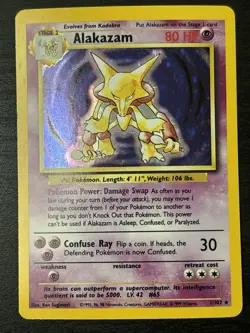 Alakazam Base Set 1/102 Holo 1999-2000 Wizards Base Set Holo Pokemon Card Lp+ - Image 1