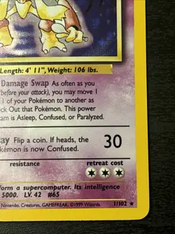 Alakazam Base Set 1/102 Holo 1999-2000 Wizards Base Set Holo Pokemon Card Lp+ - Image 4