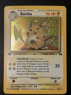 Raichu 1st edition Fossil Holo 14/62 1st Ed Fossil Holo Pokemon Card Nm - Image 1