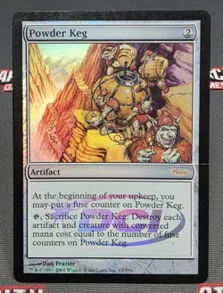 MTG FOIL Powder Keg - DAMAGED - Player Rewards Promo Magic the Gathering Card - Image 1
