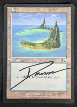 MTG Island- Signed -Urza's Saga Magic the Gathering Card # 336 - Image 1