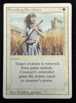 MTG Swords to Plowshares- DAMAGED -3rd Edition Magic the Gathering Card # 41 - Image 1