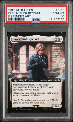 2025 MTG FINAL FANTASY COMMANDER EXTENDED ART #0133 ELENA, TURK RECRUIT PSA 10 - Image 1