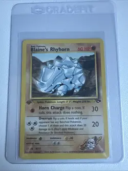 Blaine’s Rhyhorn 1st Edition Gym Challenge 65/132 WOTC Vintage Pokemon - Image 1
