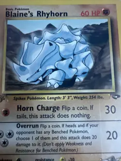 Blaine’s Rhyhorn 1st Edition Gym Challenge 65/132 WOTC Vintage Pokemon - Image 2