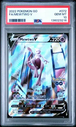 2022 POKEMON GO #072 FULL ART/MEWTWO V PSA 10 - Image 1