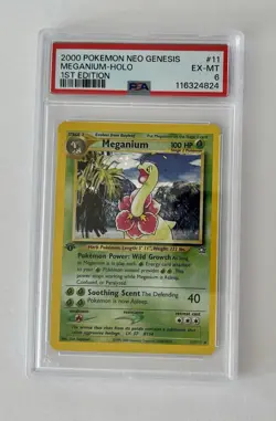 2000 POKEMON NEO GENESIS 1ST ED #11 MEGANIUM-HOLO PSA 6 EX-MT FRESH GRADE! - Image 1