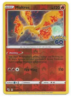 2022 Pokemon Sword & Shield Pokemon Go Reverse Holofoil #012/078 Moltres - Image 1