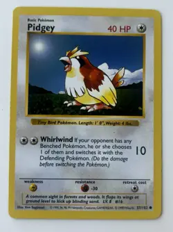 Pidgey 57/102 Base Set Shadowless Regular Basic Common 40 HP Pokemon TCG Card - Image 1