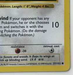 Pidgey 57/102 Base Set Shadowless Regular Basic Common 40 HP Pokemon TCG Card - Image 5