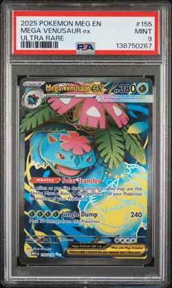 2025 POKEMON MEG EN-MEGA EVOLUTION ULTRA RARE #155 MEGA VENUSAUR EX PSA 9 - Image 1