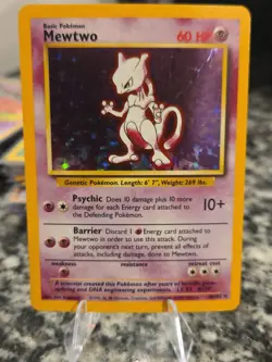 Pokemon TCG Mewtwo Base Set 10/102 Holo Unlimited Holo Rare - Lightly Played - Image 1