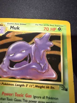 Pokemon TCG Fossil Muk Holo Rare Card 13/62 MP-HP Condition - Image 2