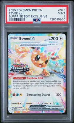 2025 POKEMON PRE EN-PRISMATIC EVOLUTIONS SURPRISE BOX EXCLUSIVE EEVEE EX PSA 9 - Image 1