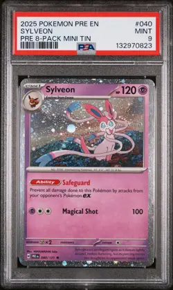 2025 POKEMON PRE EN-PRISMATIC EVOLUTIONS 8-PACK MINI TIN SYLVEON PSA 9 - Image 1