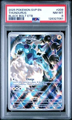 2025 POKEMON SVP EN-SV BLACK STAR PROMO #209 THUNDURUS PSA 8 - Image 1
