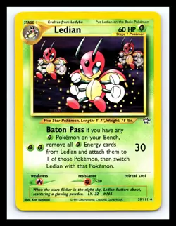 💥 Ledian # 39/111 Neo Genesis Pokemon TCG Vintage Card 2000 - Image 1