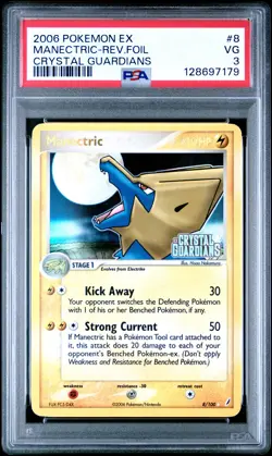 2006 POKEMON EX CRYSTAL GUARDIANS #8 MANECTRIC-REVERSE FOIL PSA 3 - Image 1