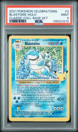 2021 POKEMON CELEBRATIONS CLASSIC COLLECTION #2 BLASTOISE-HOLO PSA 9 - Image 1