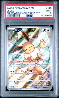 2025 POKEMON SVP PRISMATIC EVOLUTIONS ELITE TRAINER BOX PROMO #173 EEVEE PSA 9 - Image 1