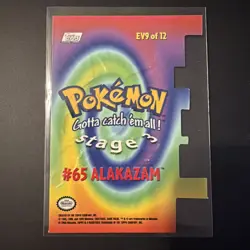 Pokemon Topps Series 2 Die Cut Alakazam 65 2000 TV Animation Collectible Card - Image 2