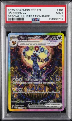 2025 POKEMON PRISMATIC EVOLUTIONS ILLUSTRATION RARE #161 UMBREON EX PSA 9 - Image 1